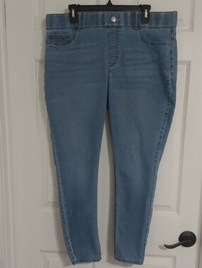 Lee Women’s Light Blue Stretch Skinny Pull On Above Ankle Length Jeans Size XL